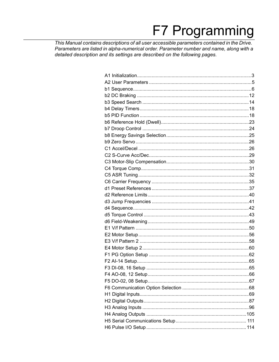 F7 programming | Yaskawa F7 Drive Programming Manual User Manual | Page 9 / 202