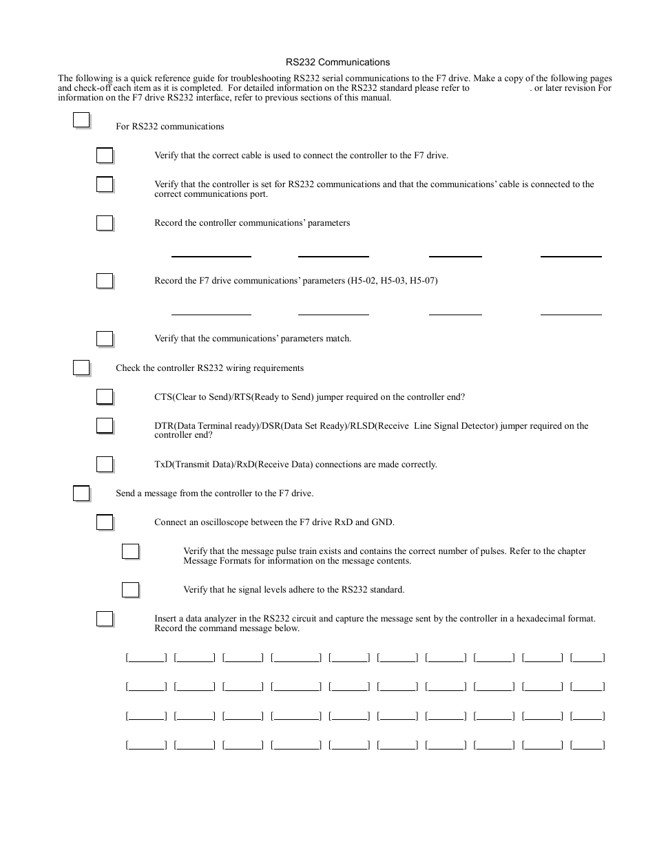 Troubleshooting serial com 3-2 | Yaskawa F7 Modbus User Manual | Page 33 / 84