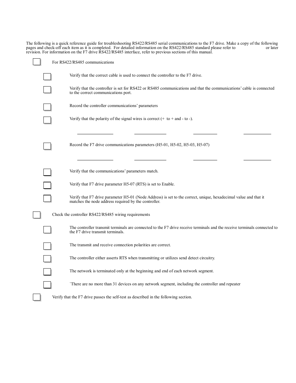 Rs422/rs485 communications, Rs422/rs485 communications -4, Troubleshooting serial com 3-4 | Yaskawa F7 Modbus User Manual | Page 35 / 84
