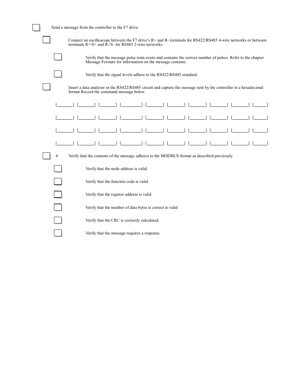 Troubleshooting serial com 3-5 | Yaskawa F7 Modbus User Manual | Page 36 / 84