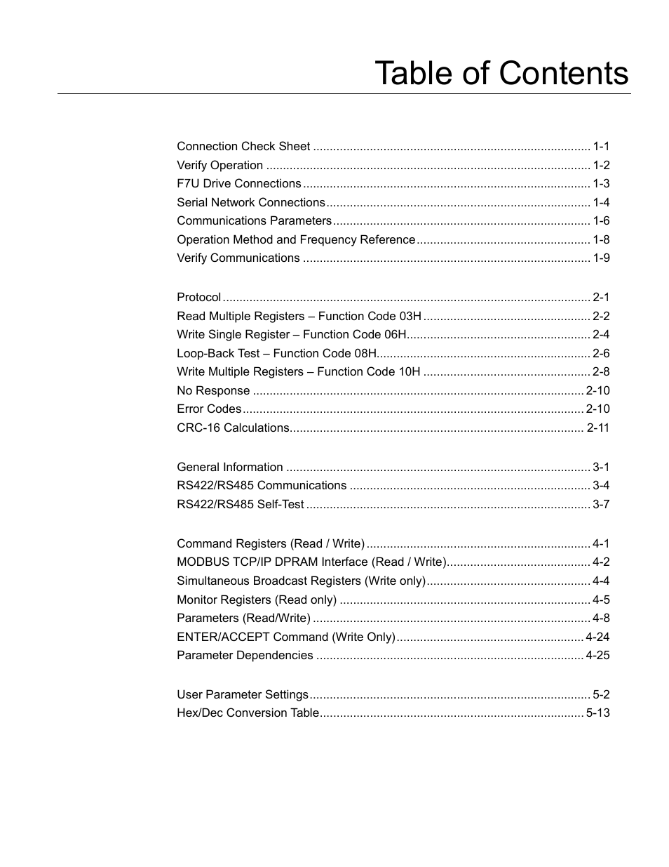 Yaskawa F7 Modbus User Manual | Page 4 / 84