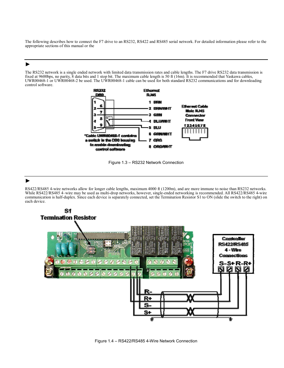 Serial network connections, Serial network connections -4, Rs232 networks | Yaskawa F7 Modbus User Manual | Page 9 / 84