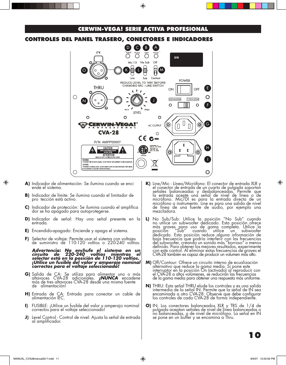 Cerwin-Vega CVA - 28 User Manual | Page 11 / 20