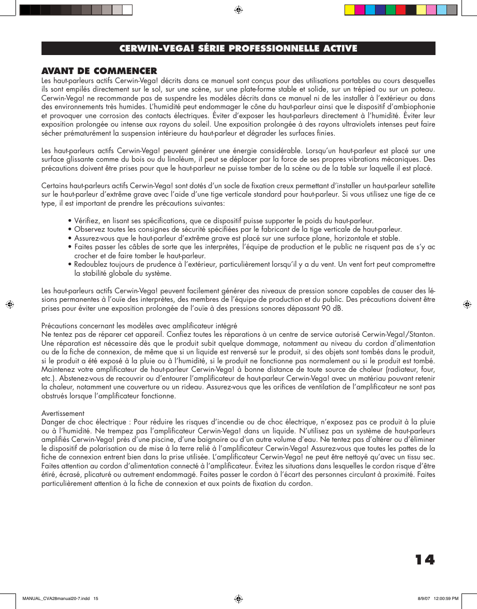 Cerwin-Vega CVA - 28 User Manual | Page 15 / 20