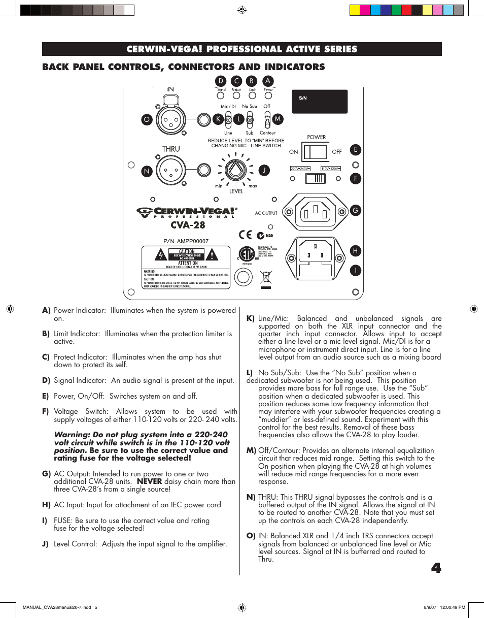 Cerwin-Vega CVA - 28 User Manual | Page 5 / 20