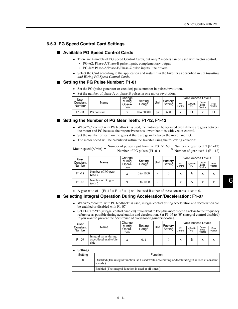 3 pg speed control card settings, Available pg speed control cards, Setting the pg pulse number: f1-01 | Yaskawa G5HHP Drive User Manual | Page 159 / 374