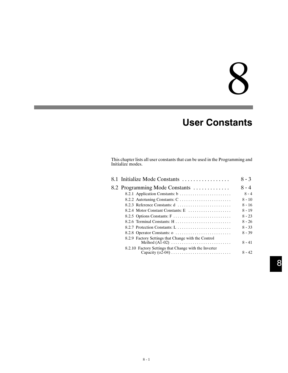 User constants | Yaskawa G5HHP Drive User Manual | Page 267 / 374