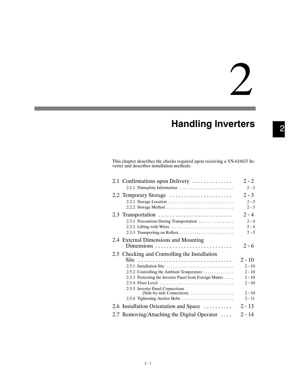 Handling inverters | Yaskawa G5HHP Drive User Manual | Page 27 / 374