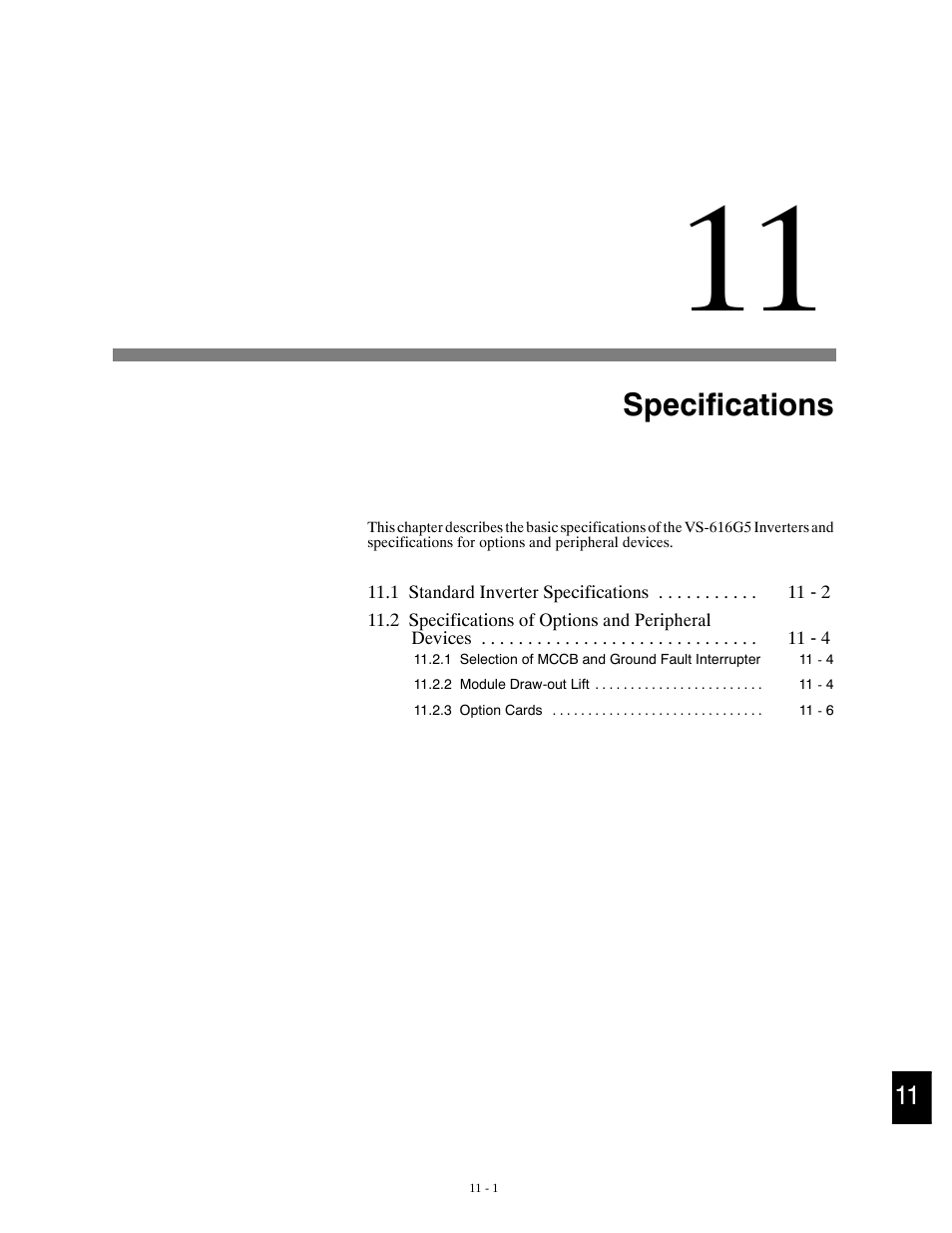 Specifications | Yaskawa G5HHP Drive User Manual | Page 341 / 374
