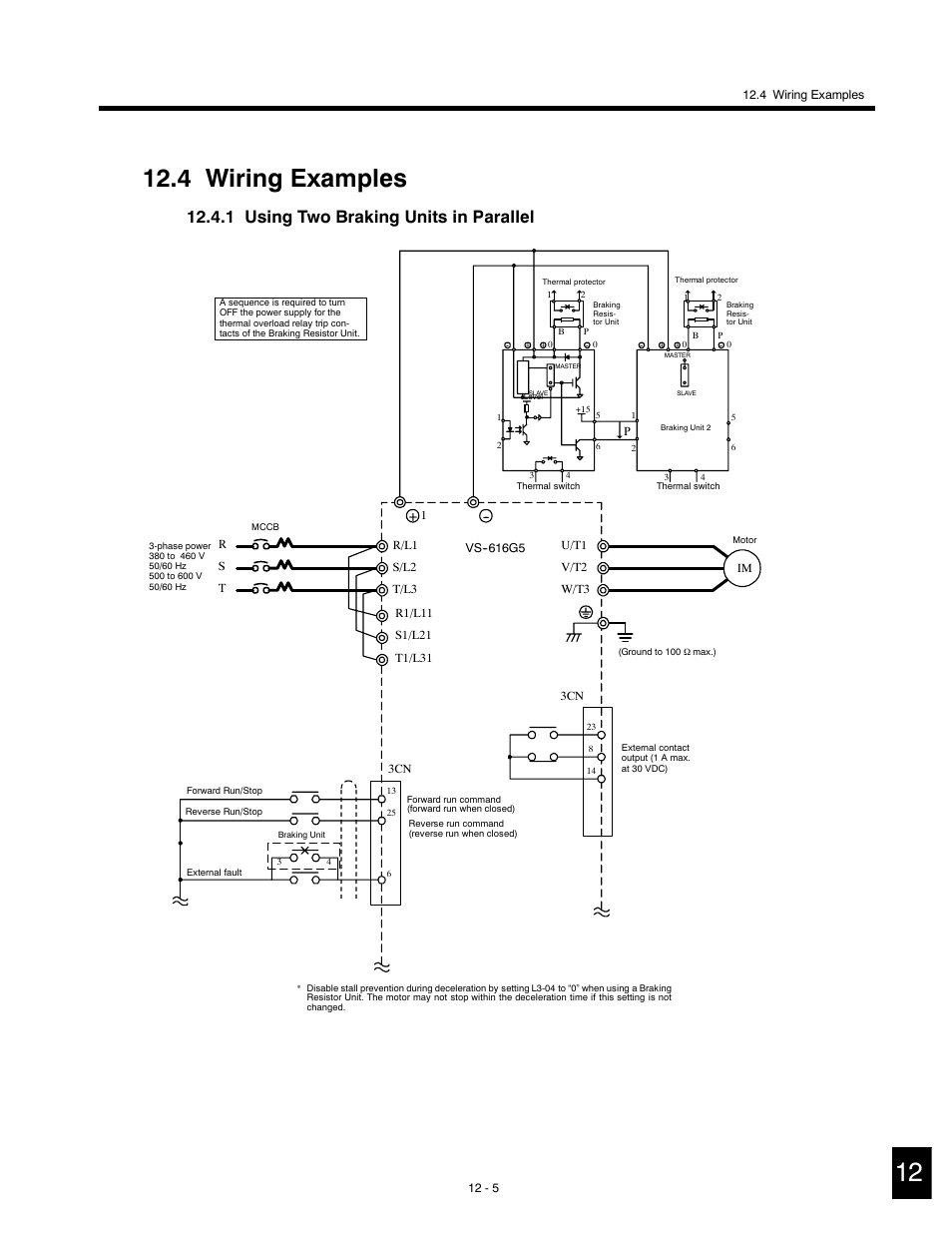 4 wiring examples, 1 using two braking units in parallel | Yaskawa G5HHP Drive User Manual | Page 353 / 374