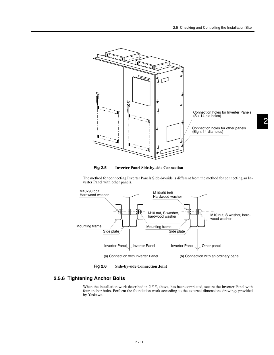 6 tightening anchor bolts | Yaskawa G5HHP Drive User Manual | Page 37 / 374