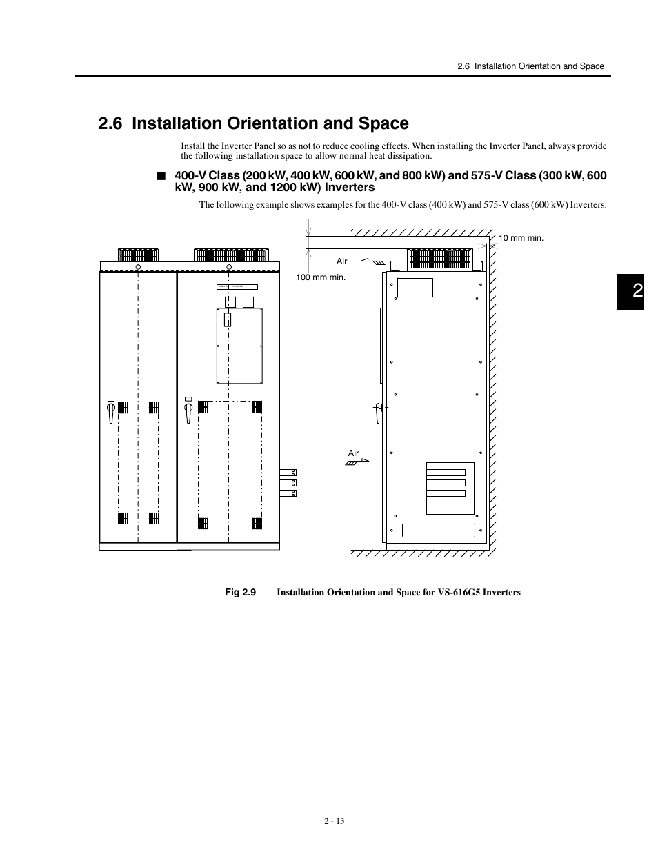 6 installation orientation and space | Yaskawa G5HHP Drive User Manual | Page 39 / 374