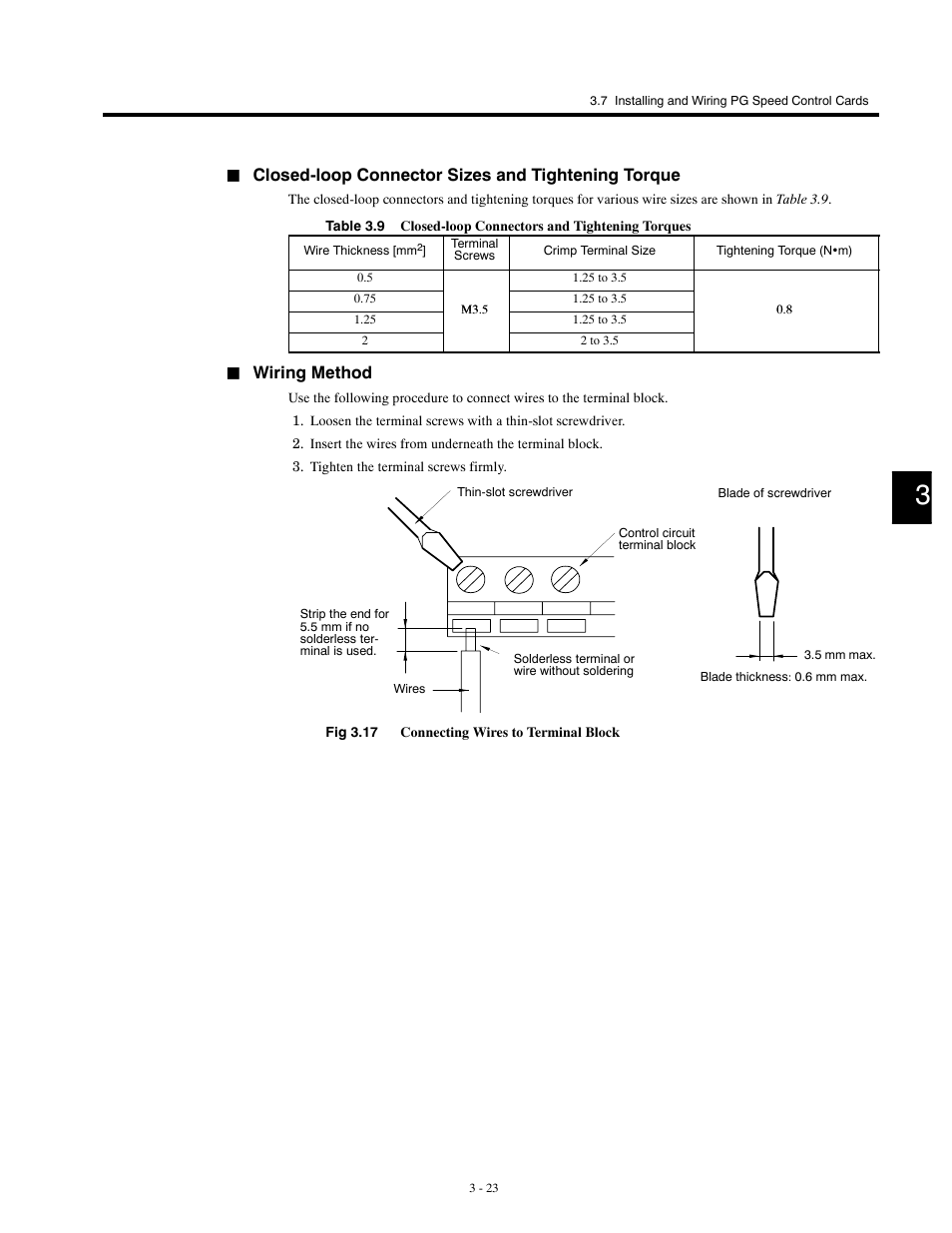 Closed-loop connector sizes and tightening torque, Wiring method | Yaskawa G5HHP Drive User Manual | Page 63 / 374
