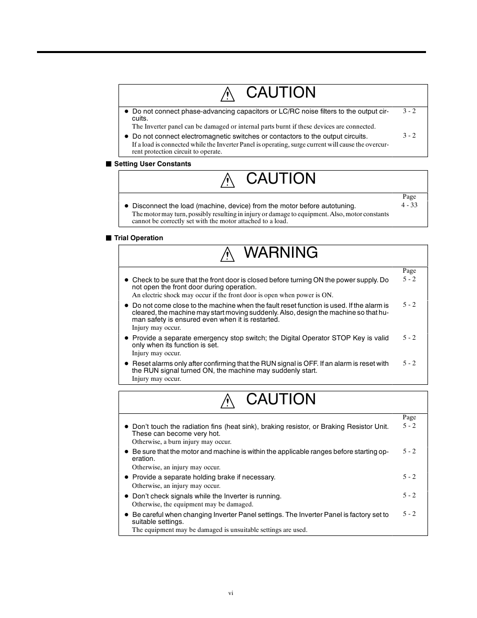 Caution, Warning | Yaskawa G5HHP Drive User Manual | Page 7 / 374