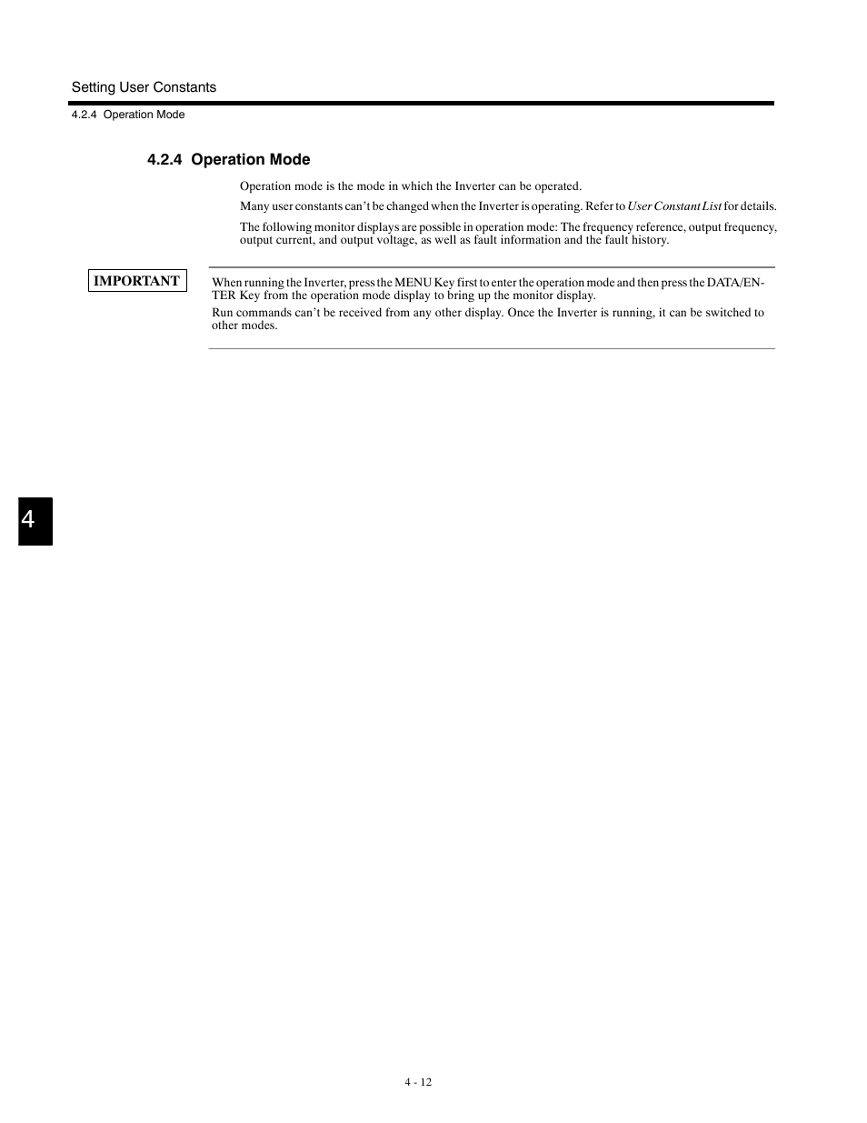 4 operation mode | Yaskawa G5HHP Drive User Manual | Page 80 / 374