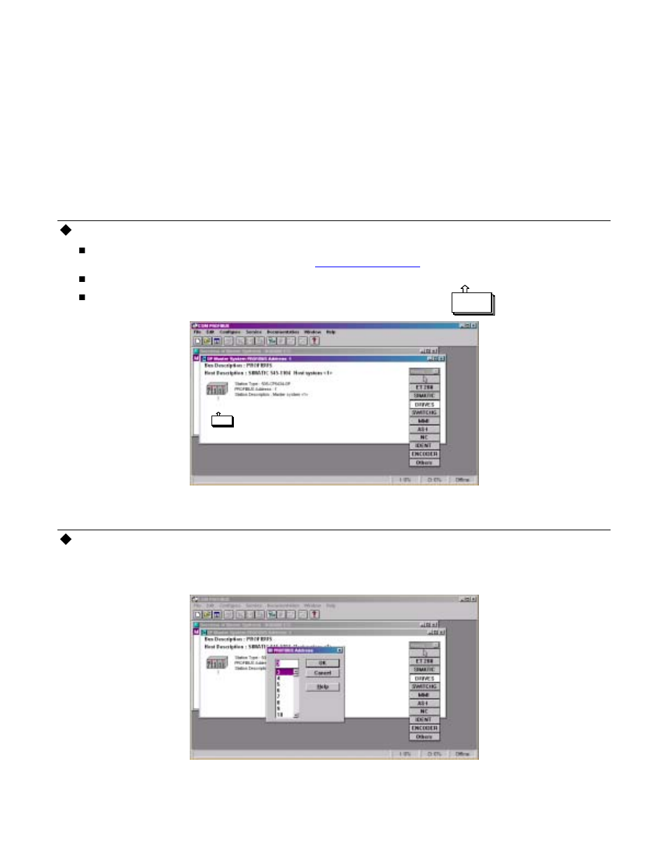 Configuration, Configure master device, Select drive address | Yaskawa Profibus-DP Option Card CM061 User Manual | Page 21 / 68