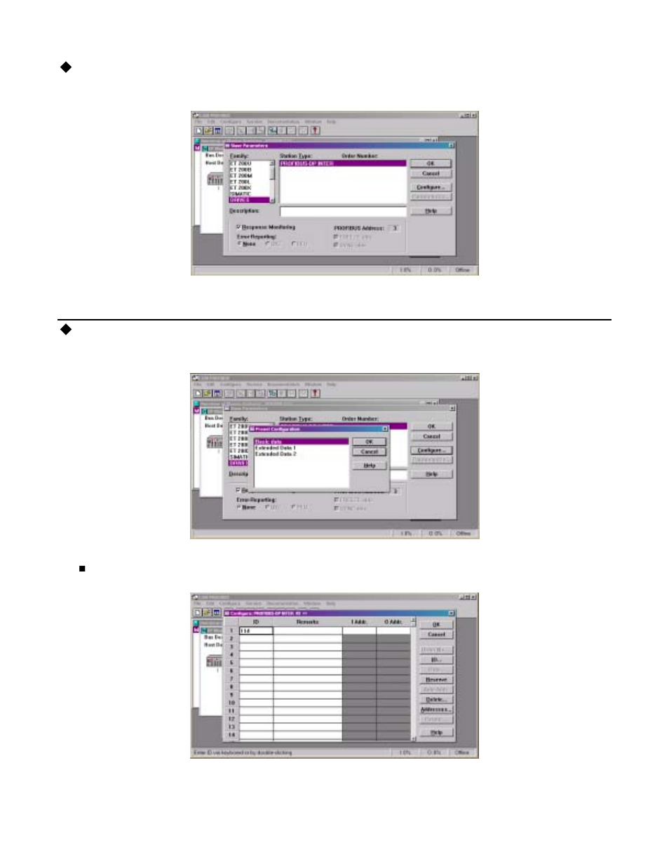 Select station type, Station configuration | Yaskawa Profibus-DP Option Card CM061 User Manual | Page 22 / 68