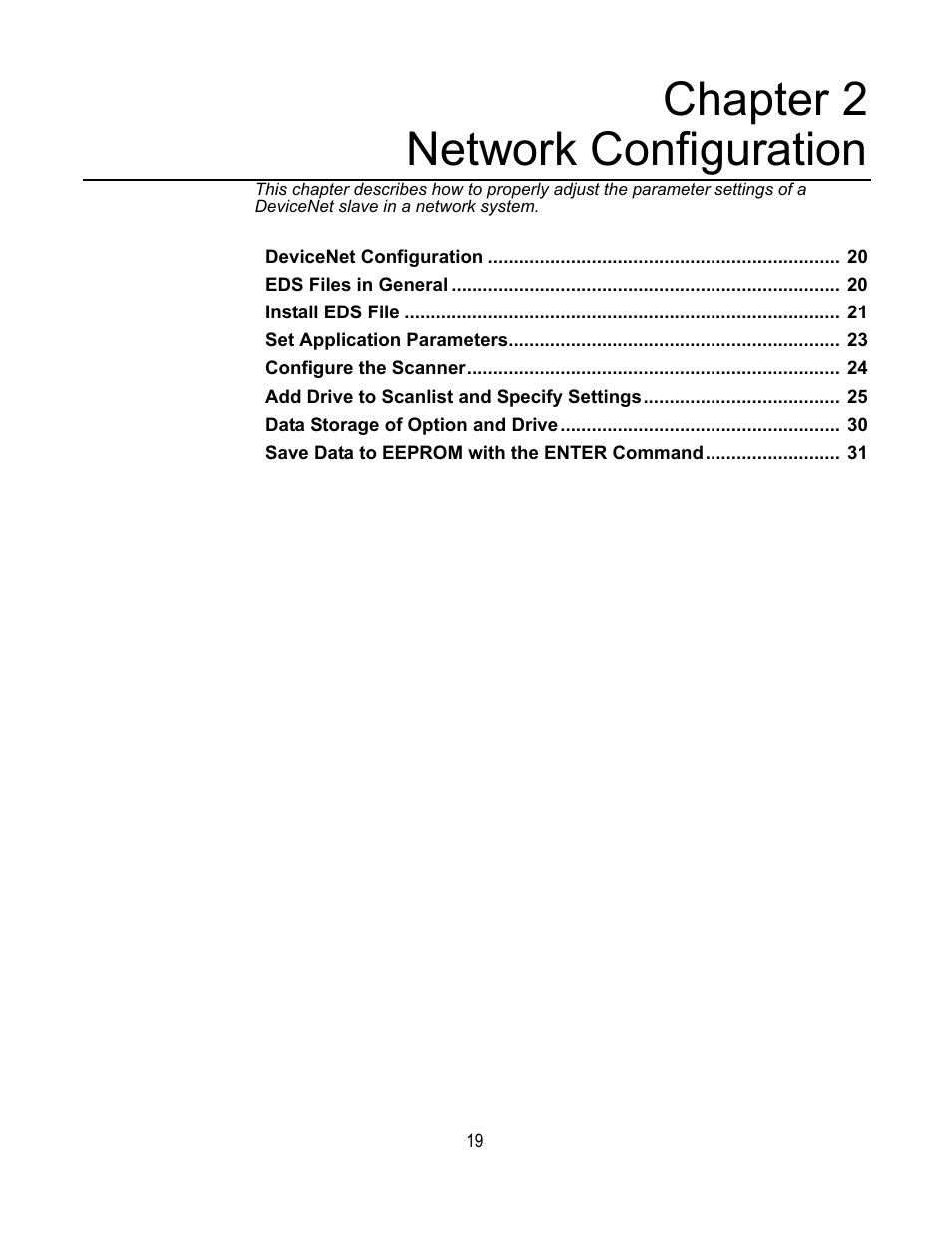 Chapter 2 network configuration | Yaskawa DeviceNet Option Card CM059 User Manual | Page 19 / 70