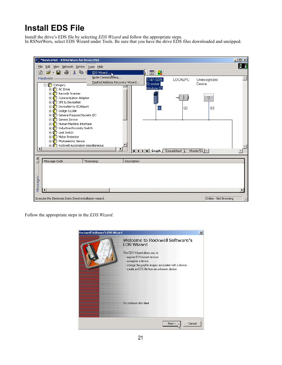 Install eds file | Yaskawa DeviceNet Option Card CM059 User Manual | Page 21 / 70