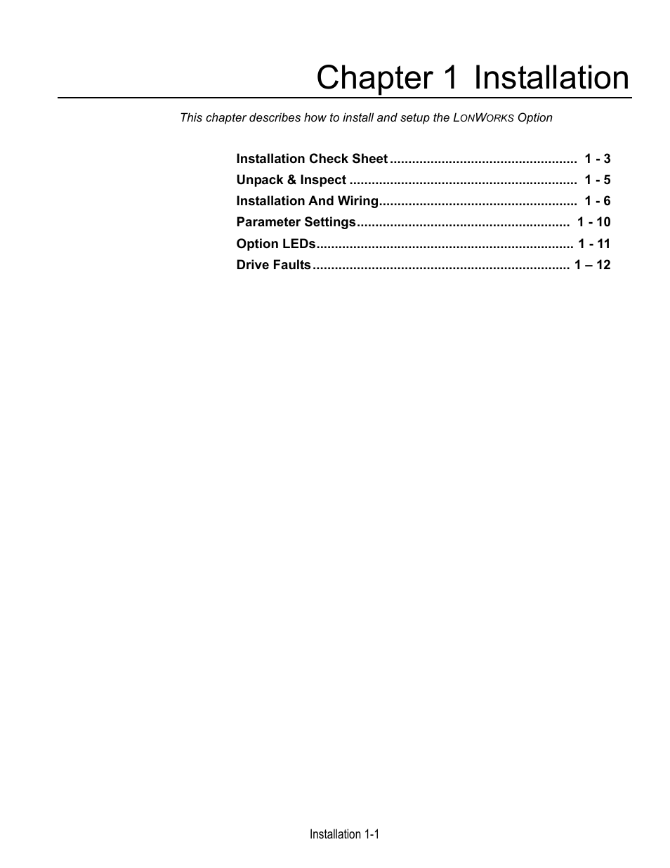 Chapter 1 installation | Yaskawa LonWorks Option Card CM048 User Manual | Page 7 / 50