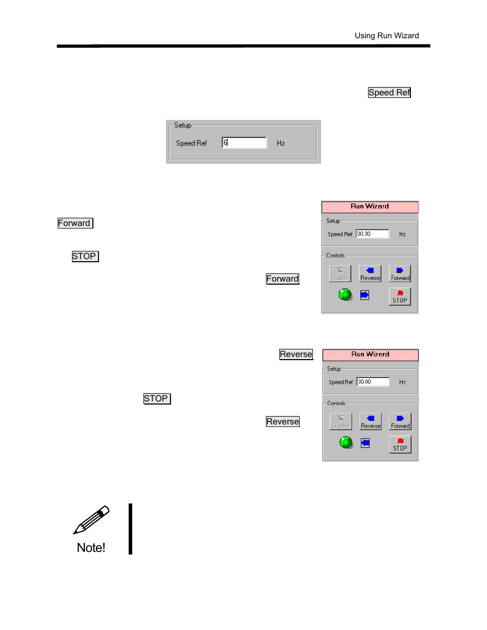 Using run wizard | Yaskawa DriveWizard AC Drive User Manual | Page 122 / 154