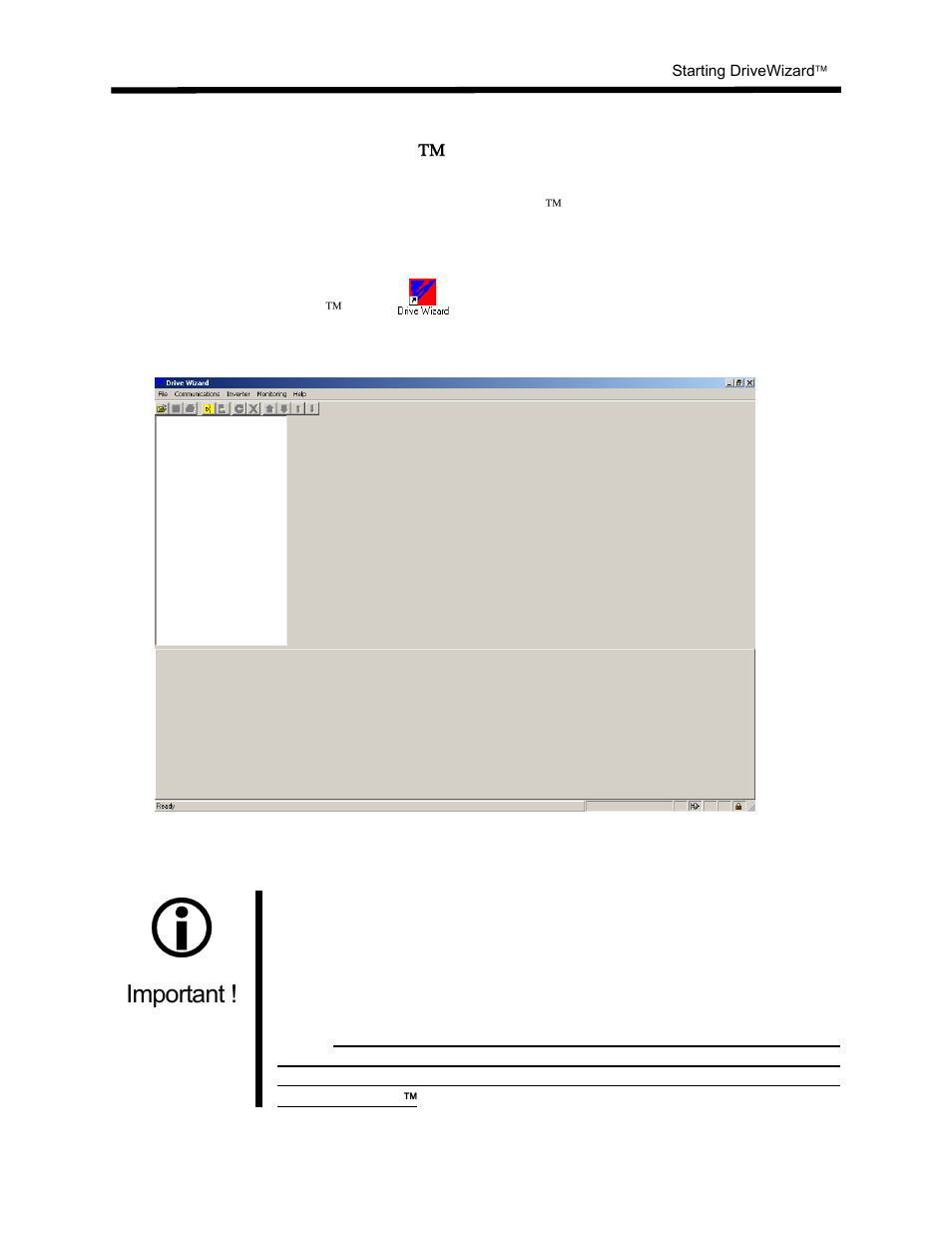 Starting drivewizard | Yaskawa DriveWizard AC Drive User Manual | Page 20 / 154