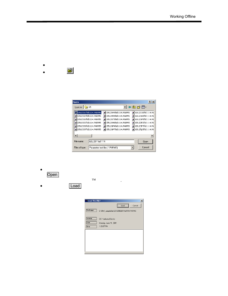Working offline, Edit a existing file | Yaskawa DriveWizard AC Drive User Manual | Page 29 / 154