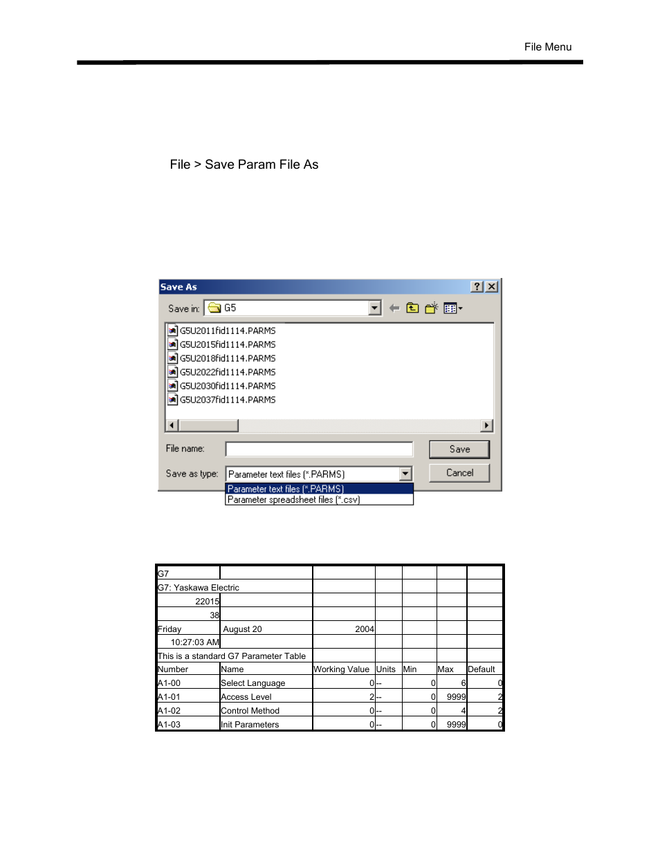 Save param file as, Figure 4.6: prompt to enter a file name for saving | Yaskawa DriveWizard AC Drive User Manual | Page 38 / 154