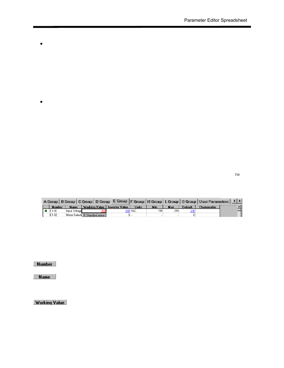 Spreadsheet column definitions | Yaskawa DriveWizard AC Drive User Manual | Page 90 / 154