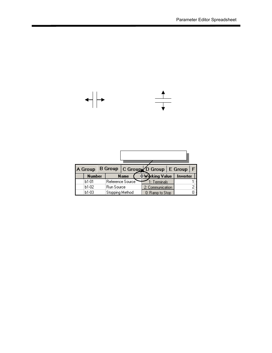 Adjusting windows and column widths | Yaskawa DriveWizard AC Drive User Manual | Page 97 / 154