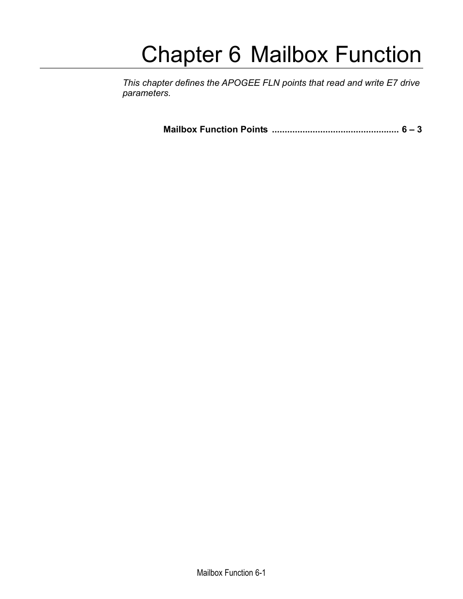 Chapter 6 mailbox function | Yaskawa E7 Apogee FLN User Manual | Page 37 / 57