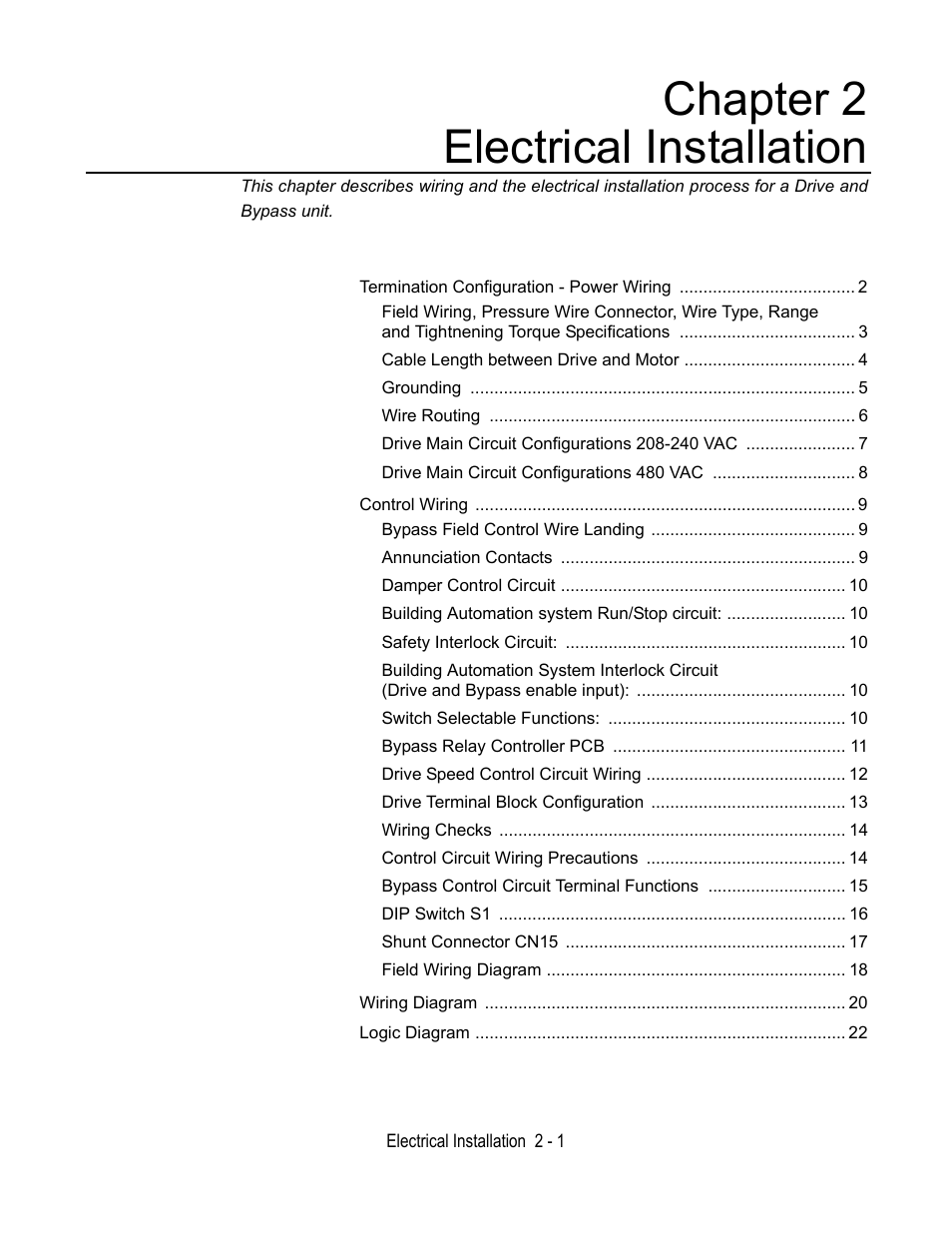 Chapter 2 electrical installation | Yaskawa E7B Drive Bypass User Manual | Page 39 / 306