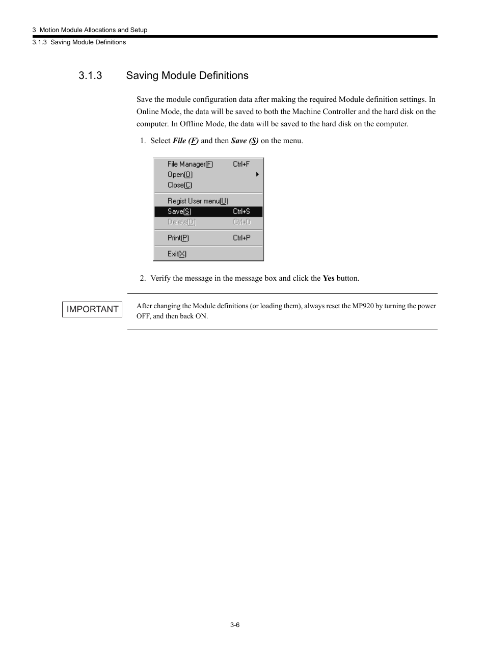 3 saving module definitions | Yaskawa MP920 Motion Module User Manual | Page 114 / 450