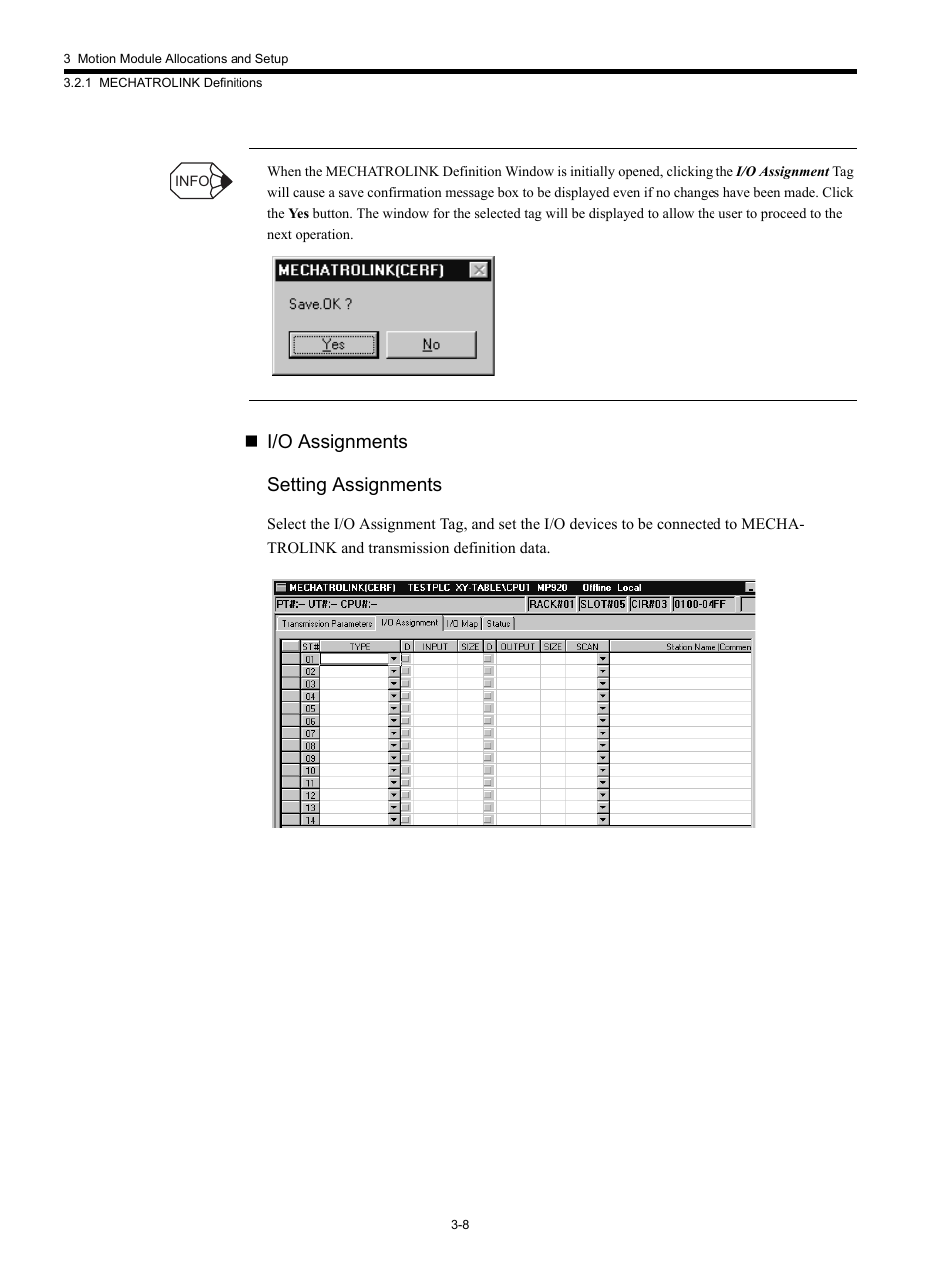 I/o assignments setting assignments | Yaskawa MP920 Motion Module User Manual | Page 116 / 450