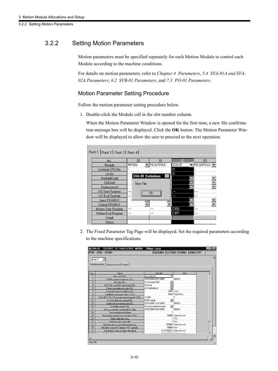 2 setting motion parameters, Motion parameter setting procedure | Yaskawa MP920 Motion Module User Manual | Page 118 / 450