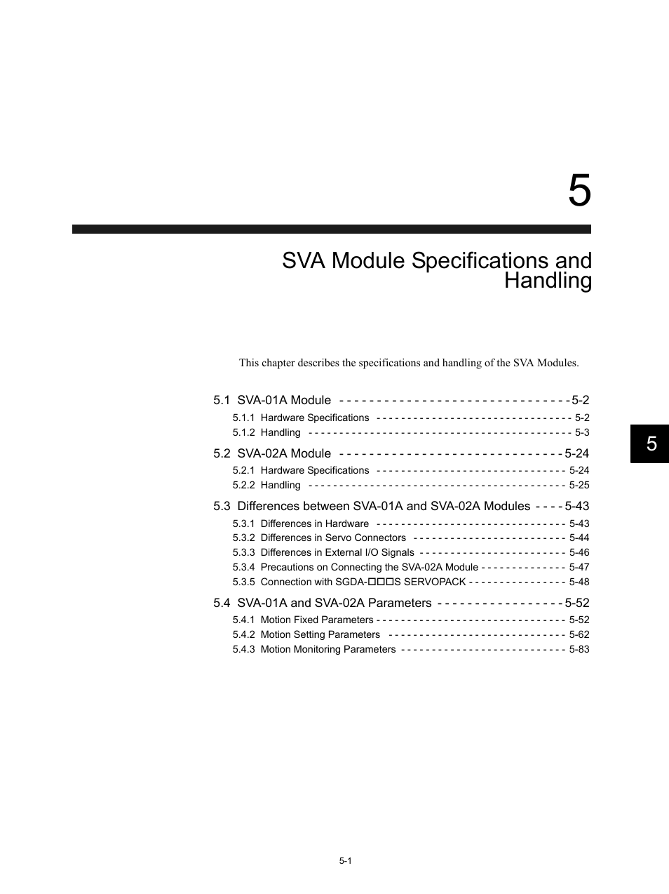 5 sva module specifications and handling, Sva module specifications and handling | Yaskawa MP920 Motion Module User Manual | Page 143 / 450