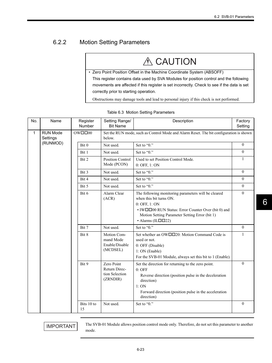2 motion setting parameters, Caution | Yaskawa MP920 Motion Module User Manual | Page 258 / 450