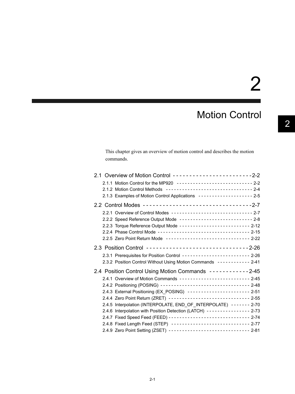 2 motion control, Motion control | Yaskawa MP920 Motion Module User Manual | Page 27 / 450