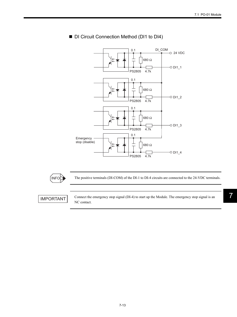 Di circuit connection method (di1 to di4), Important | Yaskawa MP920 Motion Module User Manual | Page 315 / 450