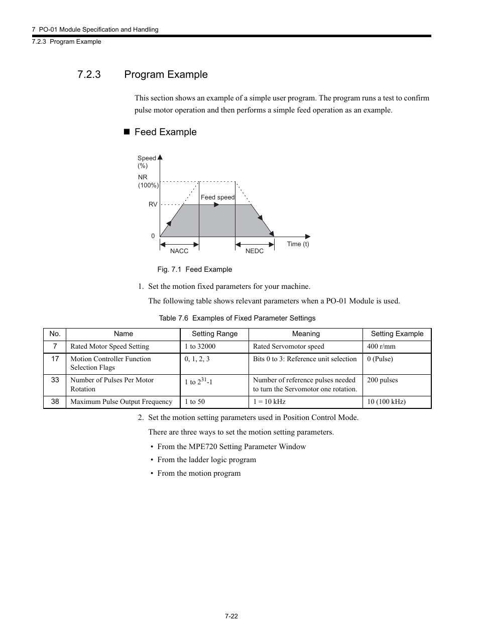 3 program example, Feed example | Yaskawa MP920 Motion Module User Manual | Page 324 / 450