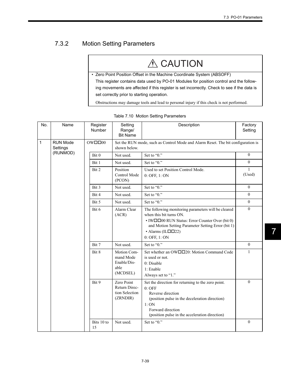 2 motion setting parameters, Caution | Yaskawa MP920 Motion Module User Manual | Page 341 / 450