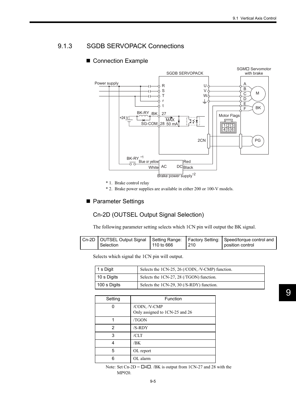 3 sgdb servopack connections, Connection example | Yaskawa MP920 Motion Module User Manual | Page 385 / 450