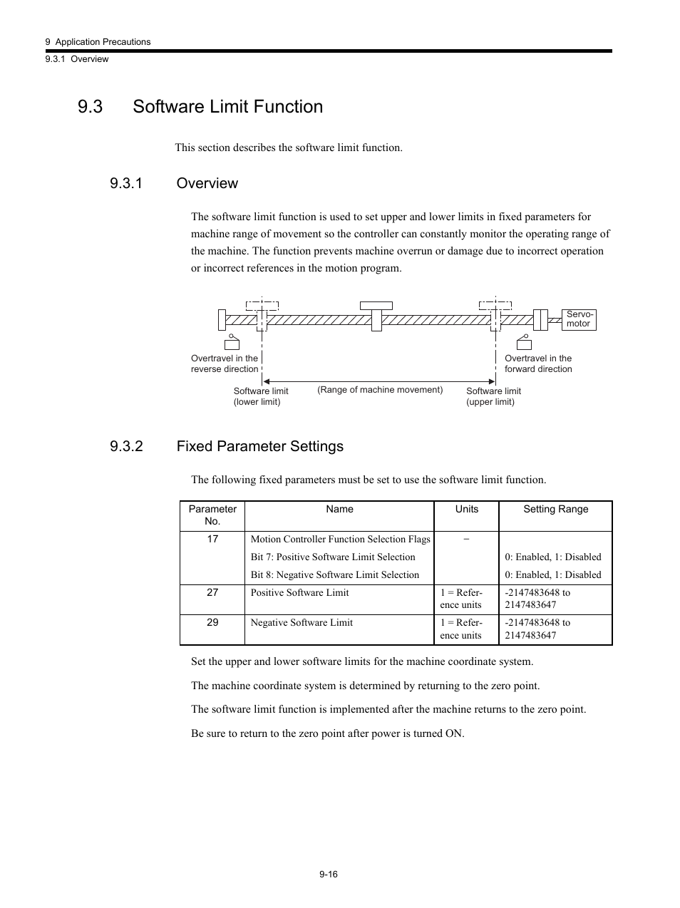 3 software limit function, 1 overview, 2 fixed parameter settings | Yaskawa MP920 Motion Module User Manual | Page 396 / 450