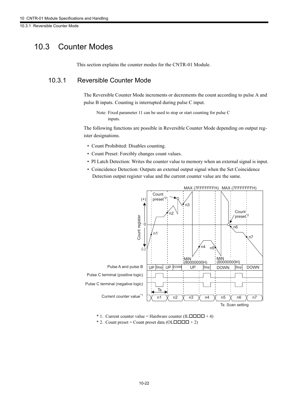 3 counter modes, 1 reversible counter mode | Yaskawa MP920 Motion Module User Manual | Page 423 / 450