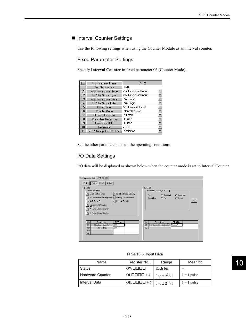 Interval counter settings, Fixed parameter settings, I/o data settings | Yaskawa MP920 Motion Module User Manual | Page 426 / 450