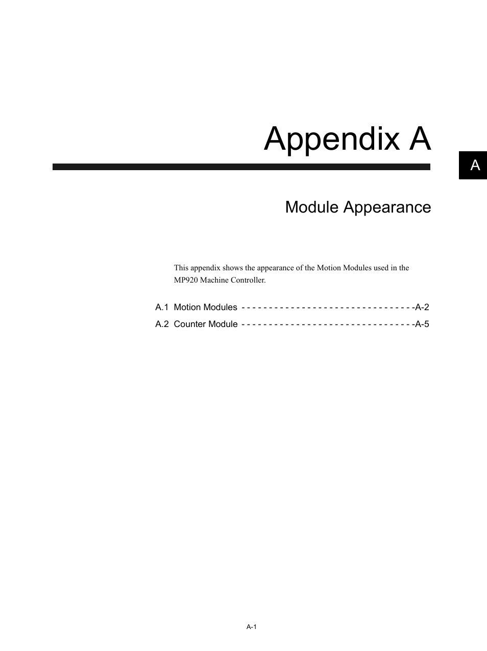 Appendix a module appearance, Appendix a, Module appearance | Yaskawa MP920 Motion Module User Manual | Page 439 / 450