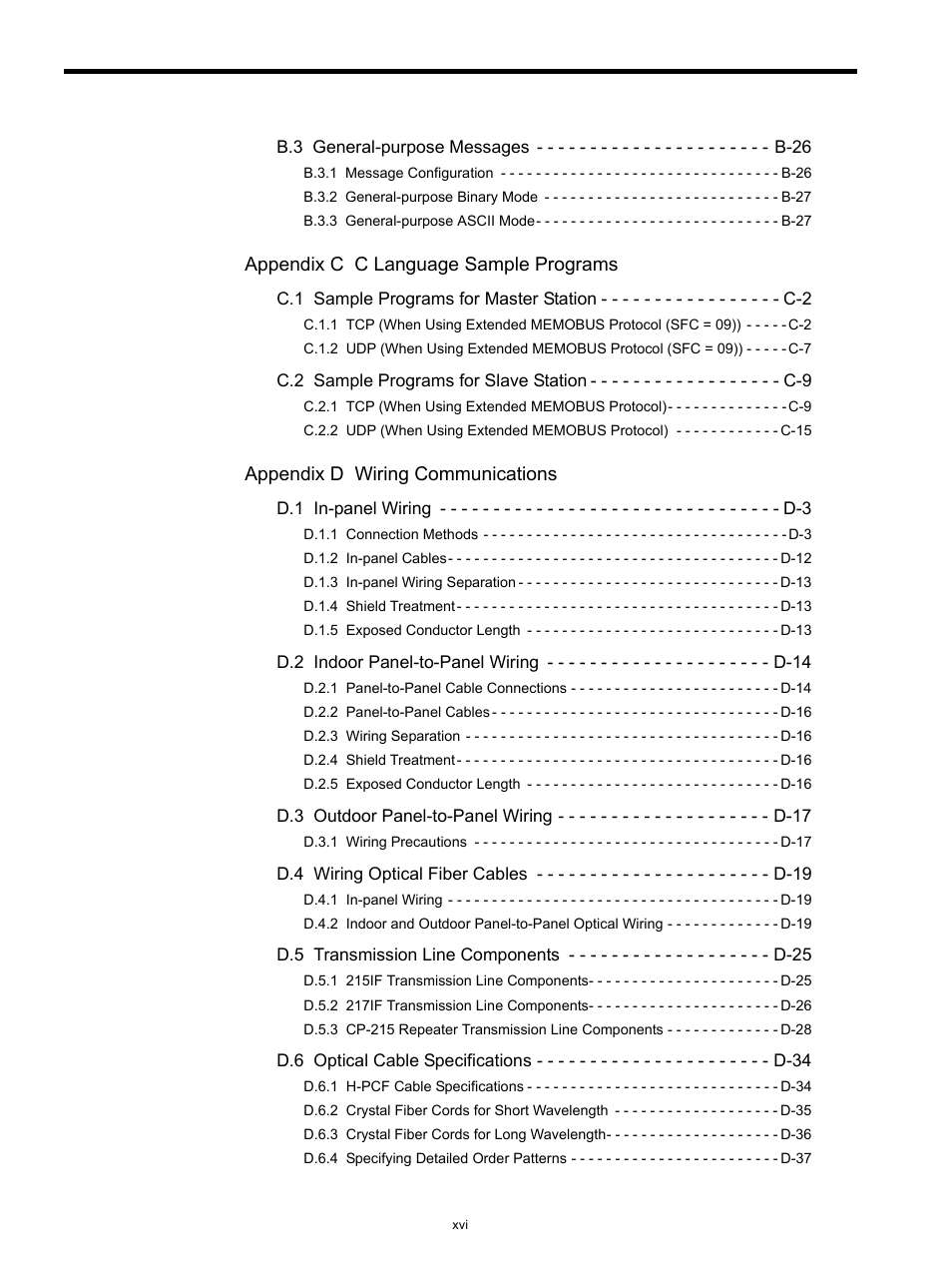 Appendix c c language sample programs, Appendix d wiring communications | Yaskawa MP920 Communications Module User Manual | Page 16 / 337