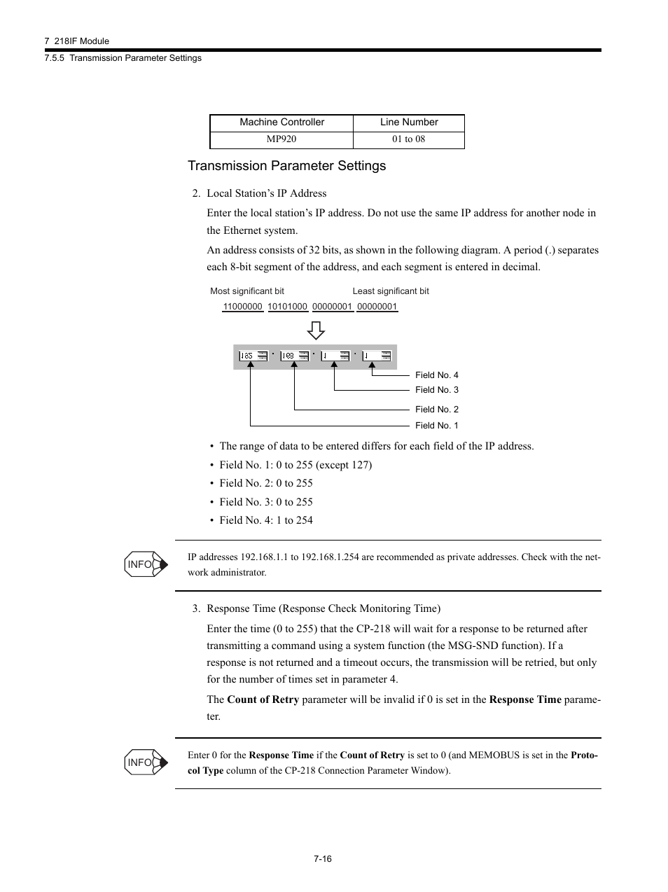 Transmission parameter settings | Yaskawa MP920 Communications Module User Manual | Page 162 / 337