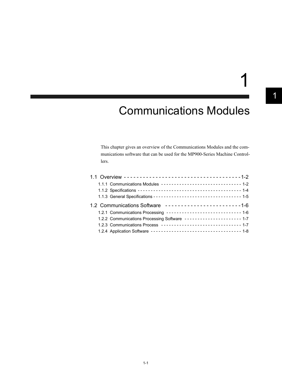 1 communications modules, Communications modules | Yaskawa MP920 Communications Module User Manual | Page 18 / 337