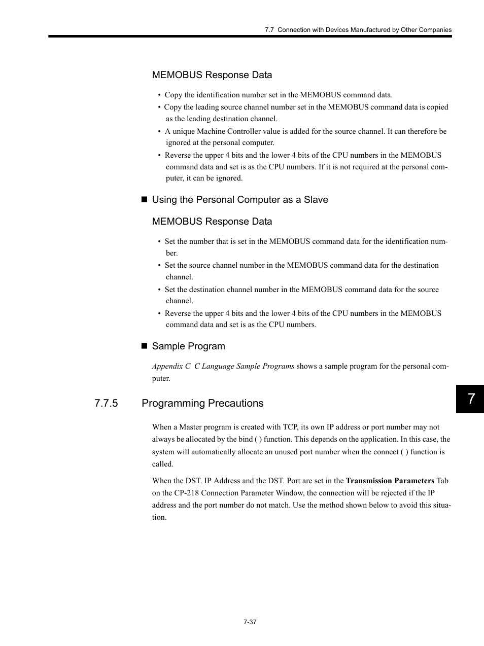 5 programming precautions | Yaskawa MP920 Communications Module User Manual | Page 183 / 337